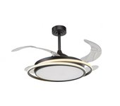 Ventilador de techo con luz retráctil silencioso dc cristal record tala negro 108 cm