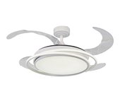 Ventilador de techo con luz retráctil silencioso dc cristal record tala blanco 108 cm