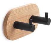 Percha/colgador adhesivo de baño juncos negro pintado con 2 ganchos
