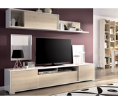 Mueble de salón y tv zia blanco y madera natural 200x180x41 cm(anchoxaltoxfondo)