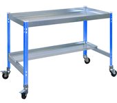 Mesa de cultivo con ruedas azul 90x60 cm