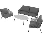 Conjunto de muebles de porche de jardín jónico de aluminio para 4 comensales