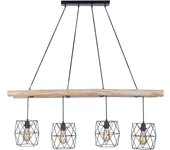 Lámpara de techo edgar 4 luces e27 madera con tulipas