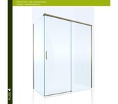 Mampara de ducha frontal con panel fijo lateral corredero transparente pure perfil dorado (126-130)+70 x198 cm