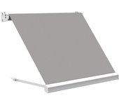 Toldo brazo estor balcón malibú manual estructura blanco tela gris de 5x2m