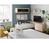 Conjunto mueble tv nexus blanco brillo / roble 44x200x41 cm (altoxanchoxfondo)