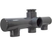 Colector de 3 vías de pvc presión ø 50 mm + 2 tapones macho