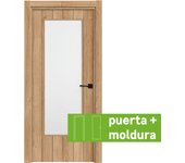 Conjunto puerta chicago roble apertura dcha con cristal 92.5cm + tapeta