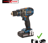 Taladro percutor brushless dexter power x-change 18 v + 2 baterías 18v 2.0 ah + cargador