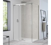 Mampara de ducha frontal con panel fijo lateral corredero transparente tovar perfil plata (101-105)+70 x195 cm