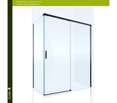Mampara de ducha frontal con panel fijo lateral corredero transparente pure perfil negro (156-160)+70 x198 cm