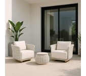 Conjunto de jardín corfu de aluminio y cuerda gris para 2 comensales