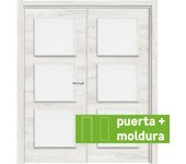 Conjunto puerta oslo blanco line izda con cristal 125cm + tapeta