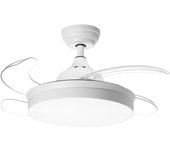 Ventilador de techo con luz retráctil silencioso dc lumiplus kruger blanco 38.5 cm