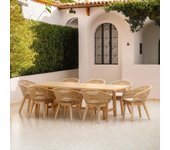 Conjunto de comedor de jardín provenza de acacia para 8 comensales