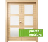 Conjunto puerta oslo roble line izda con cristal 105cm + tapeta