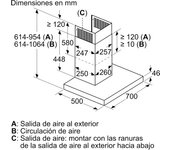 Campana de pared balay 3bc977gx 69.8 cm m³/h inox clase a