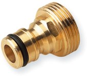 Conector automático de latón para mangueras rosca macho 3/4 de diámetro.