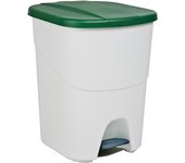 Cubo de basura ecológico con pedal denox 40 litros blanco/verde