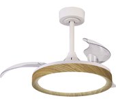 Ventilador de techo con luz retráctil silencioso dc mantra mistral mini blanco/marrón 45 cm