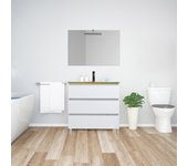 Mueble da baño con lavabo y espejo laris blanco/oro 90 cm