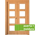 Conjunto puerta sidney roble line plus izda con cristal 145cm + tapeta