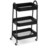 Carro de cocina metálico negro versa con 3 baldas