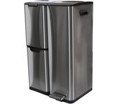 Cubo de basura para reciclaje con pedal pedpush 60l 3 compartimentos inox