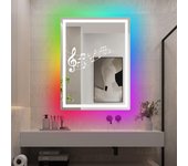 Espejo de baño con luz saturno antivaho, táctil, altavoz, bluetooth 80x60 cm