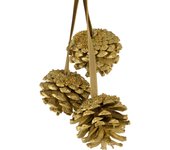Adorno colgante de navidad piñas amarillo/dorado 6.5x25 cm