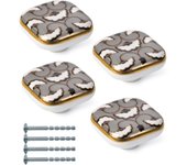 4 pomo de mueble nesu en porcelana oro y negro 40 x 40 mm