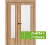 Conjunto puerta chicago roble apertura dcha con cristal 125cm + tapeta
