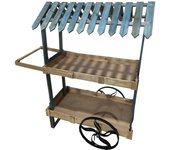 Figura decorativa mueble carrito de 138 cm azul, marrón