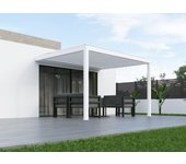 Pérgola de aluminio genova adosada motorizada blanca de 4 x 3 m
