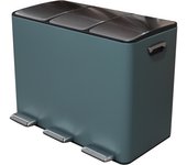 Cubo de basura para reciclaje con pedal 45l 3 compartimentos verde