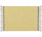Alfombra algodón tejido plano daca liso amarillo con linea azul 60x90cm