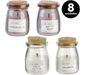 Pack 8 tarros vela aromática meche bois lab blanco, marrón, negro 60 g