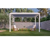 Pérgola de aluminio genova autoportante motorizada blanca de 4 x 3 m