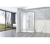 Mampara de ducha frontal con panel fijo lateral corredero transparente mode one perfil plata (190-195)+70 x200 cm