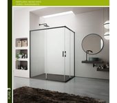 Mampara de ducha corredera transparente pure perfil negro (106-110)x(67-70)x198 cm 6 mm