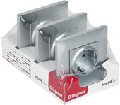 Pack de 3 enchufes legrand niloé step aluminio