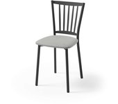Silla de cocina petra con estructura negra y asiento en michi plata