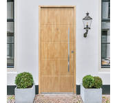 Puerta entrada metálica saga cintia izquierda roble/roble de 210x90 cm