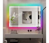 Espejo de baño con luz saturno antivaho, táctil, altavoz, , bluetooth 80x120 cm