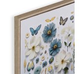 Cuadro pintado con marco mariposas y flores 40 cm x 40 cm