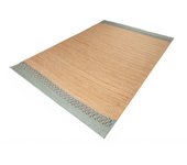 Alfombra yute tejido plano hanoi liso natural y gris verdaceo a contraste 160x230cm