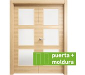 Conjunto puerta oslo roble line dcha con cristal 105cm + tapeta