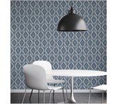 Papel pintado vinilo aplicación cola en pared naturaleza geometrico 5828 azul vinelus 52cmx10m lavable apto para cocinas o baños