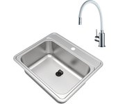 Conjunto fregadero eleki y grifo de cocina delinia eleki blanco
