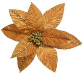 Decoración de árbol de navidad poinsettia clip oro 32x5cm